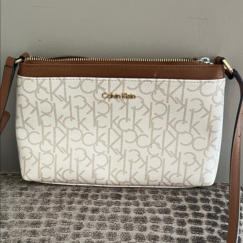 Calvin Klein Tan and Cream Crossbody Bag